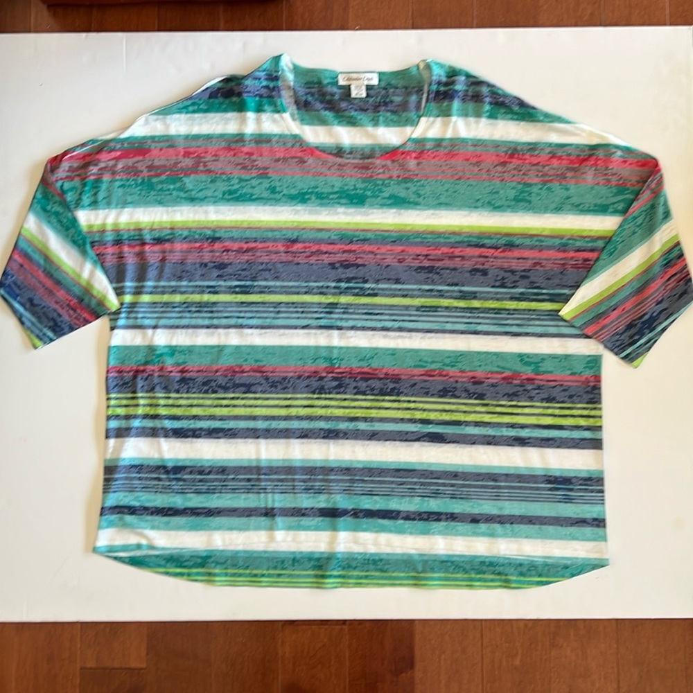 Coldwater Creek Multi-Colored Striped Dolman Sleeve Top. Size:  2X